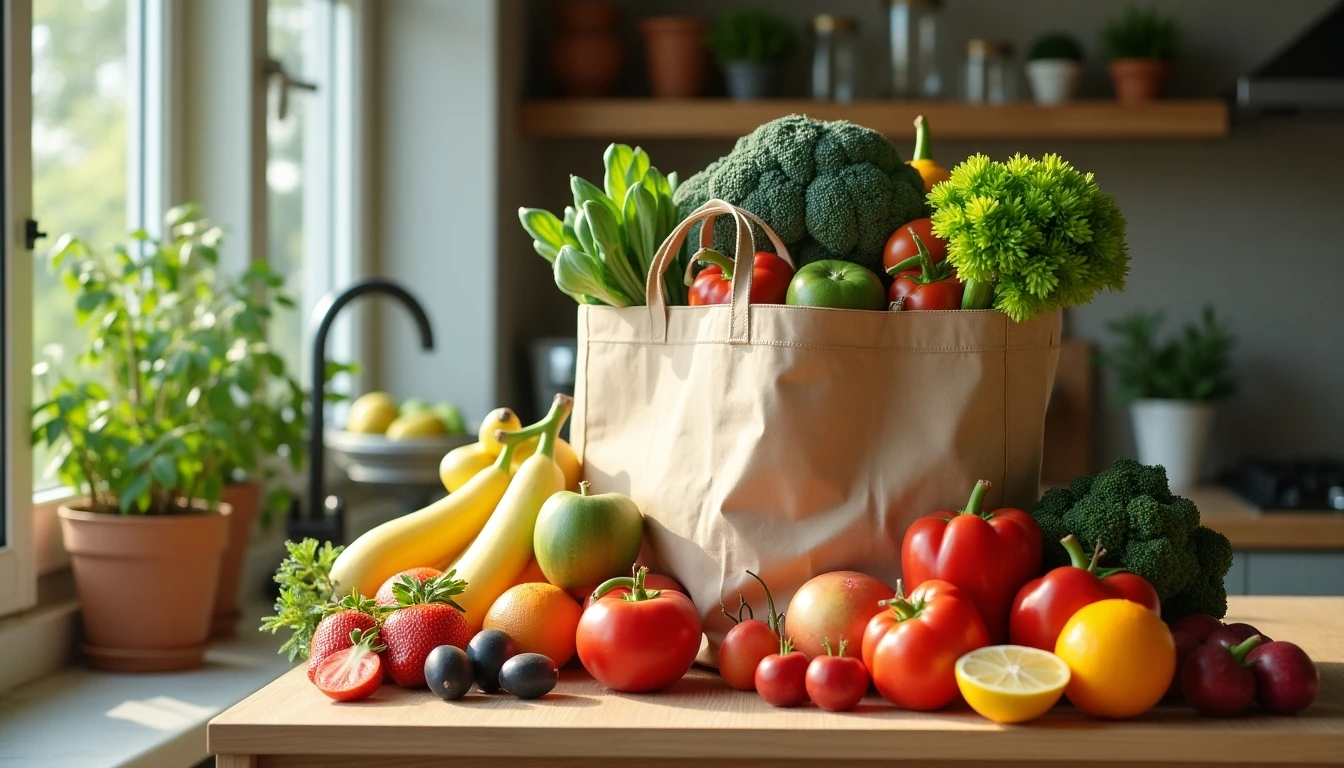 Compra semanal grande y variada con productos frescos de supermercado Jumbo