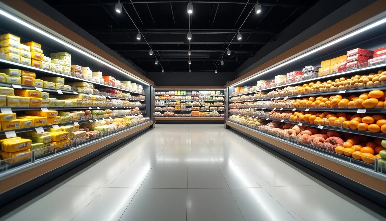 Pasillo principal de un supermercado Jumbo en Chile con productos frescos y organizados, 2026