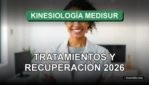 Profesional de kinesiología en Medisur sonriendo con confianza en una clínica moderna.