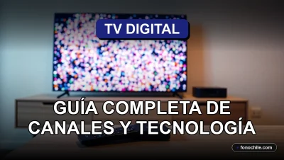 Guía de canales y tecnología de la TV Digital en Chile para el año 2026, mostrando un moderno televisor 4K.