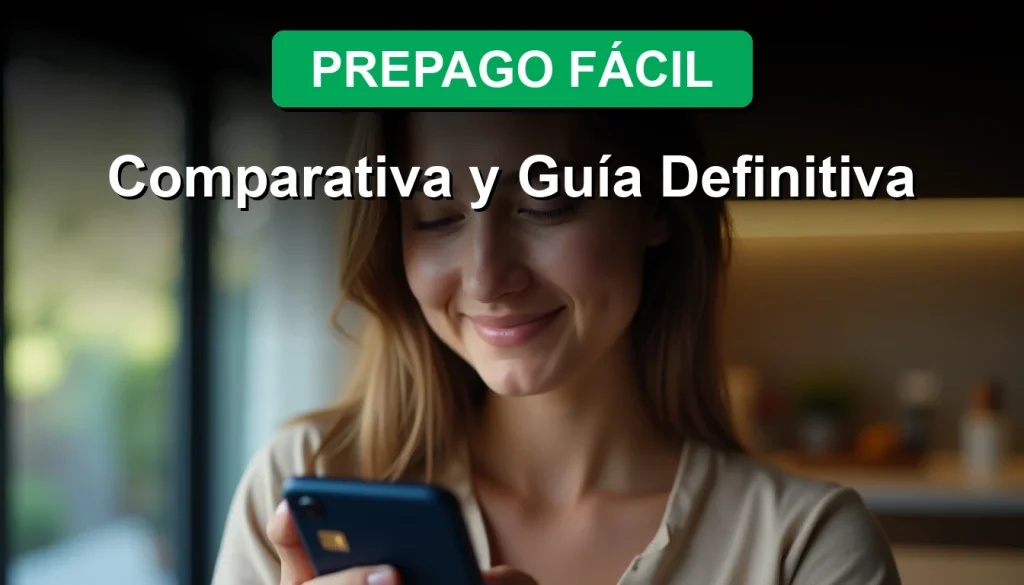 Una mujer joven sonríe con alivio mientras revisa su saldo en una bolsa prepago, mostrando control financiero.