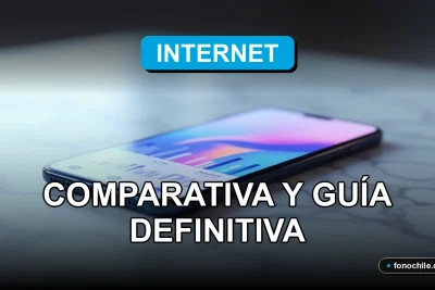 Comparativa visual de bolsas de internet prepago en Chile mostrando un teléfono inteligente moderno sobre una mesa de trabajo limpia.