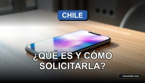 Un teléfono inteligente mostrando un gráfico abstracto de colores sobre un escritorio, relacionado con información de servicios en Chile.