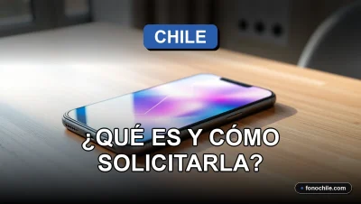 Un teléfono inteligente mostrando un gráfico abstracto de colores sobre un escritorio, relacionado con información de servicios en Chile.