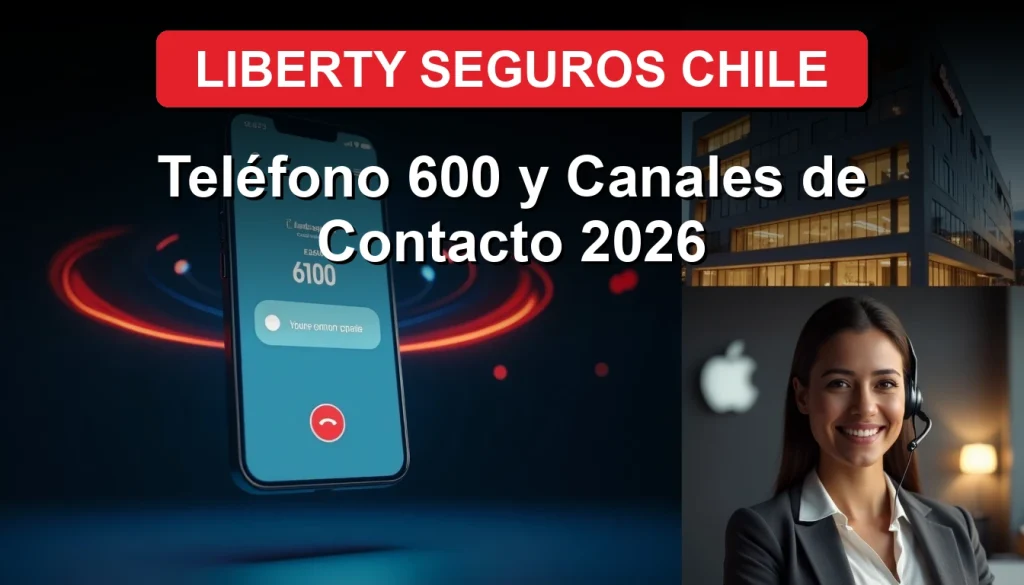 Hombre sonriente habla por teléfono en moderna oficina con logo de Liberty Seguros al fondo, representando servicio al cliente 2026.