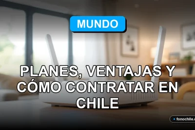 Planes de línea fija Mundo 2026 para el hogar en Chile, mostrando un router moderno en una mesa.