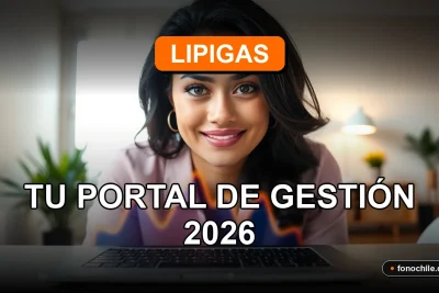 Una mujer latina sonríe mientras usa el portal de gestión de clientes de Lipigas en su laptop.