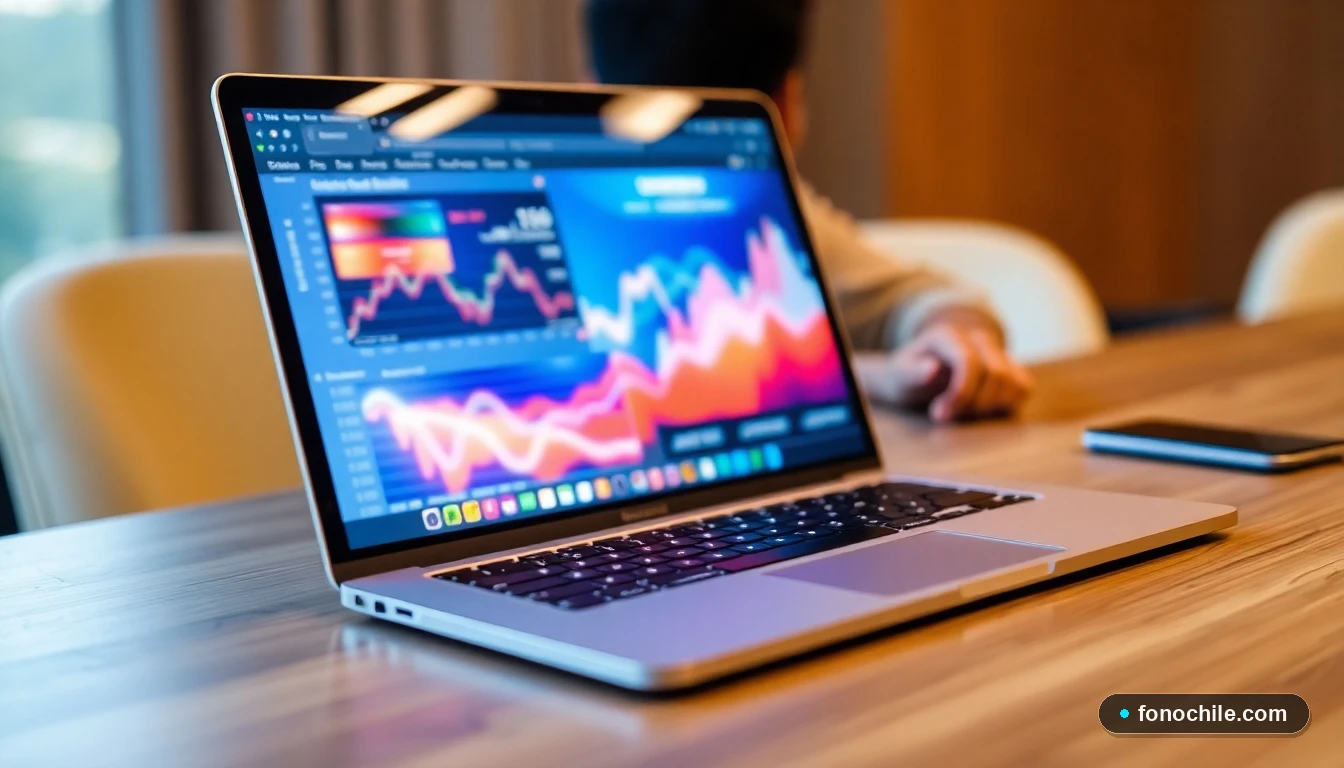 Persona usando la plataforma web de Lipigas Sucursal Virtual para ver gráficos de consumo de gas.