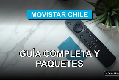 Guía completa de canales y paquetes de televisión Movistar Chile 2026 sobre fondo moderno.