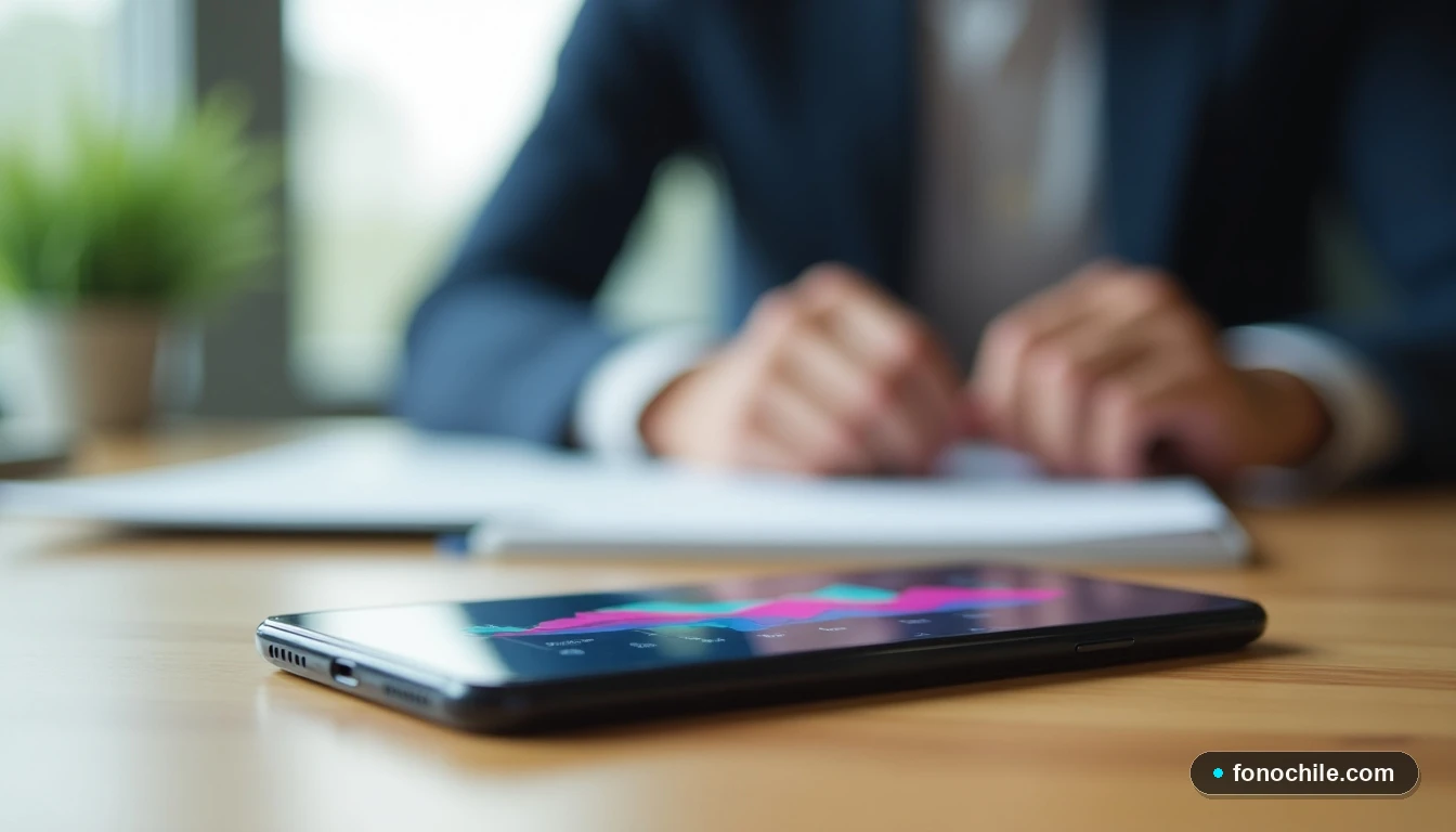 Gráfico comparativo de tarifas de llamadas internacionales en un teléfono inteligente moderno.