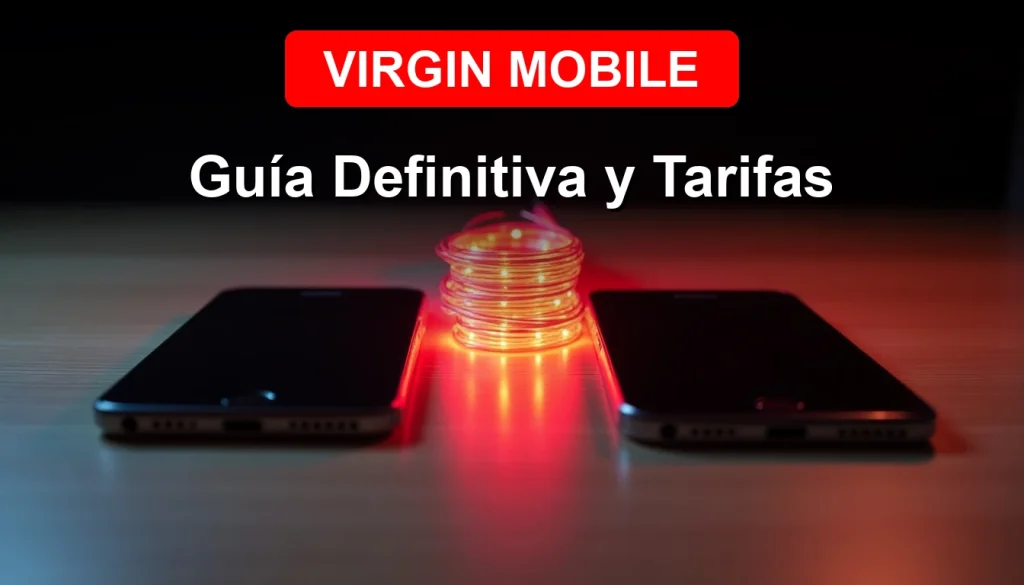 Guía de tarifas y cobertura para llamadas internacionales con Virgin Mobile en 2026, sobre fondo tecnológico.