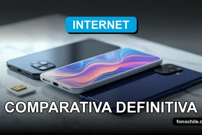 Comparativa de modernos planes de celular para 2026 mostrando smartphones y una tarjeta SIM sobre una mesa.