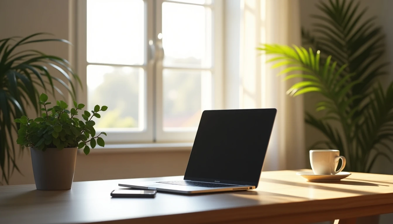 Espacio de trabajo moderno en Chile con conexión a internet de fibra óptica para teletrabajo