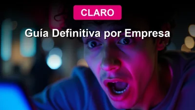 Joven sorprendido viendo planes de internet móvil Claro en su teléfono en una ciudad futurista.