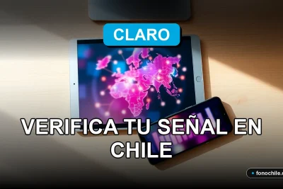 Mapa de cobertura de red móvil Claro 2026 mostrado en una tablet sobre un mapa físico de Chile.