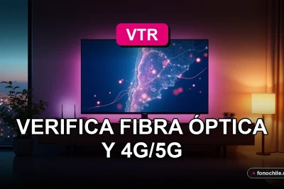 Mapa de cobertura VTR 2026 mostrando fibra óptica y red 5G en un entorno doméstico moderno.