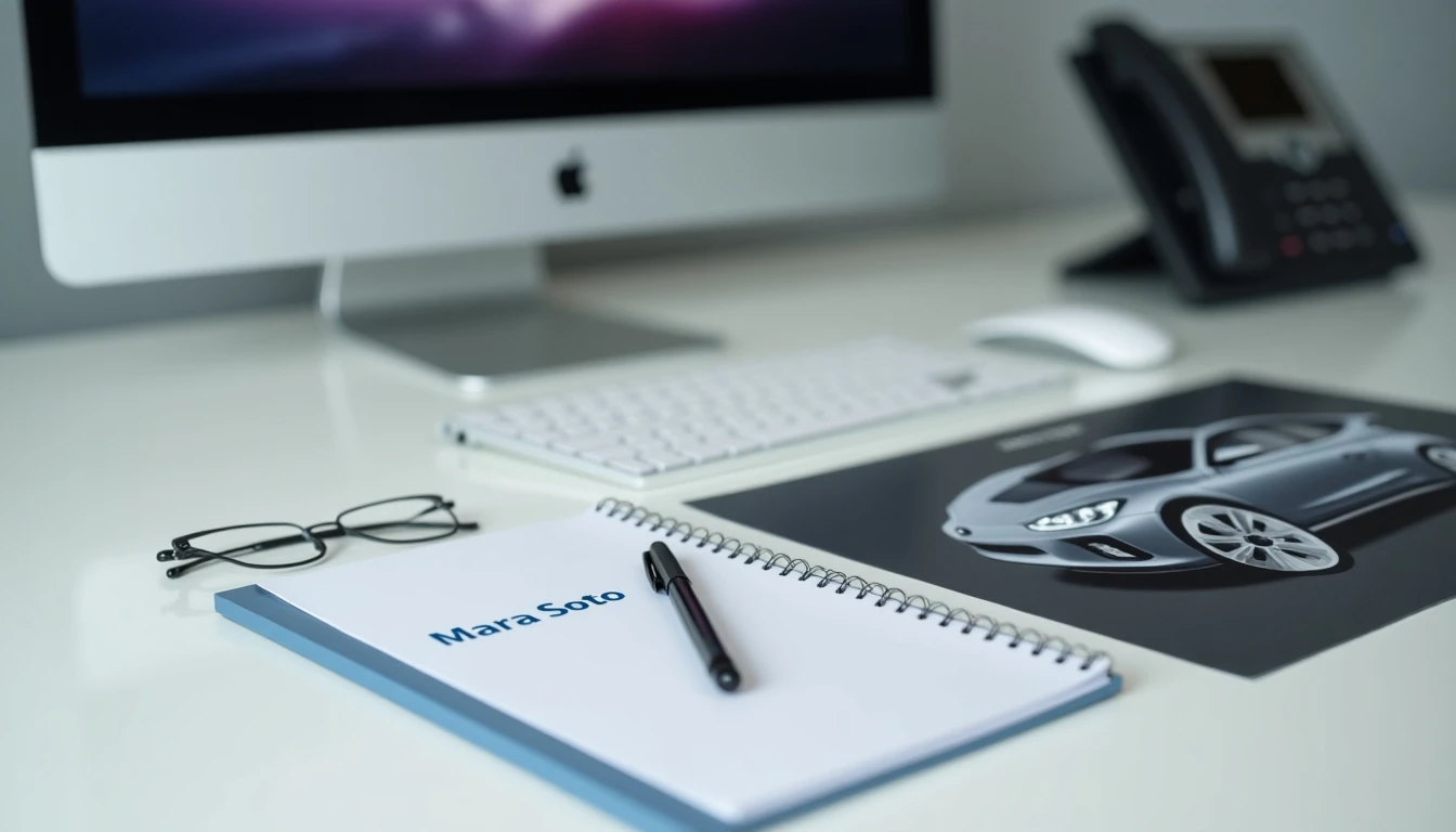 Escritorio profesional con elementos de contacto de Repuestos María Soto Hyundai