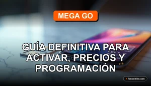 Teléfono inteligente moderno y tarjeta SIM Mega Go 2026 sobre una mesa, mostrando gráficos abstractos en la pantalla.