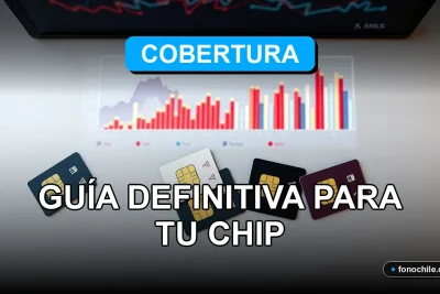 Comparativa de cobertura móvil en Chile 2026, chips SIM sobre mapa con gráficos de red abstractos.