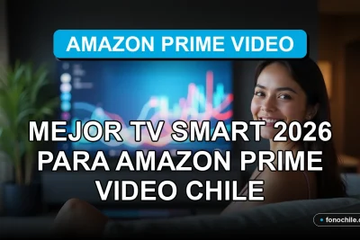 Una mujer latina sonríe mientras mira una televisión inteligente en su sala de estar moderna.