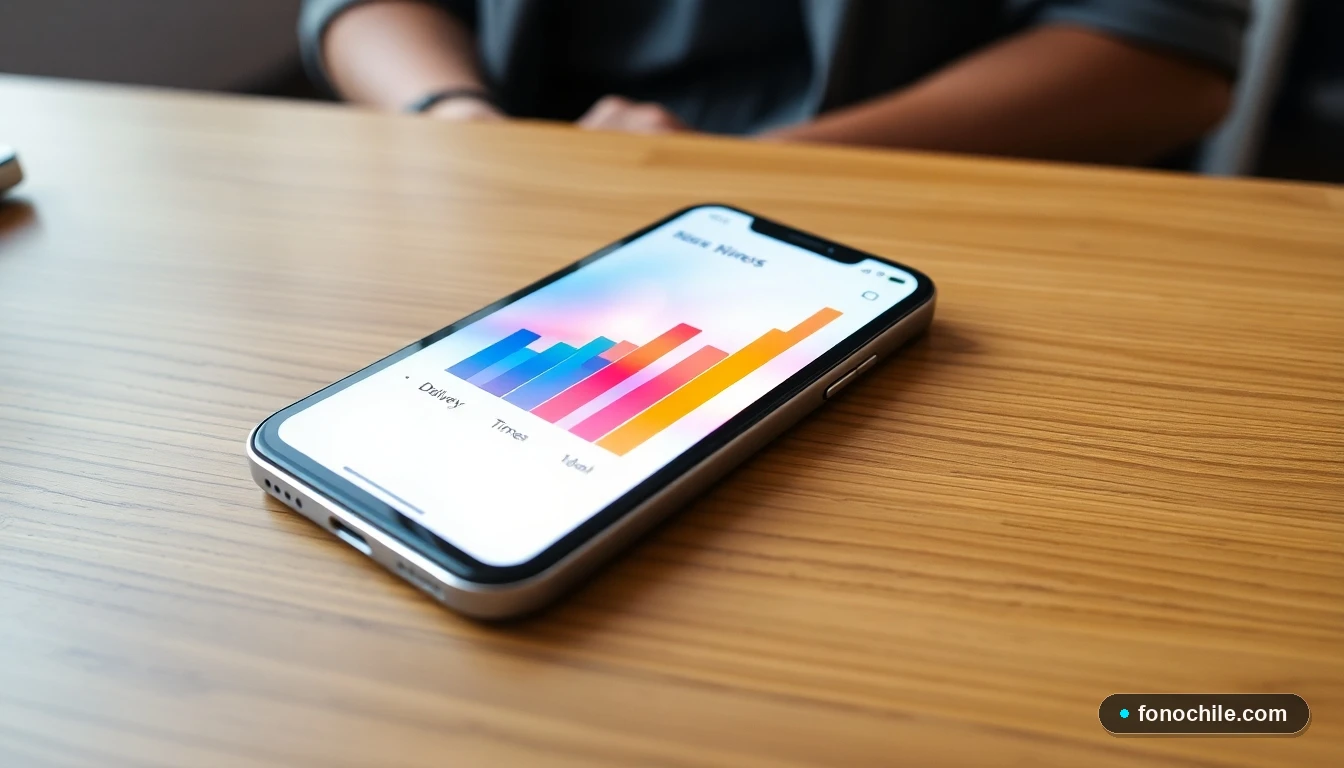 Comparativa visual de tiempos de entrega de servicios de courier en Chile en un smartphone moderno.