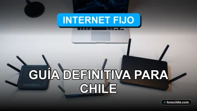 Comparativa de routers y módems modernos para internet fijo en Chile sobre escritorio minimalista.