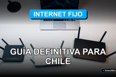 Comparativa de routers y módems modernos para internet fijo en Chile sobre escritorio minimalista.