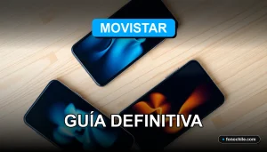 Comparativa visual de smartphones modernos con gráficos abstractos en pantalla, sobre un escritorio minimalista.