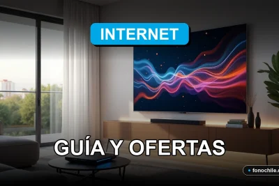 Planes de Internet y TV en Chile 2026 con gráficos abstractos de velocidad y conectividad.