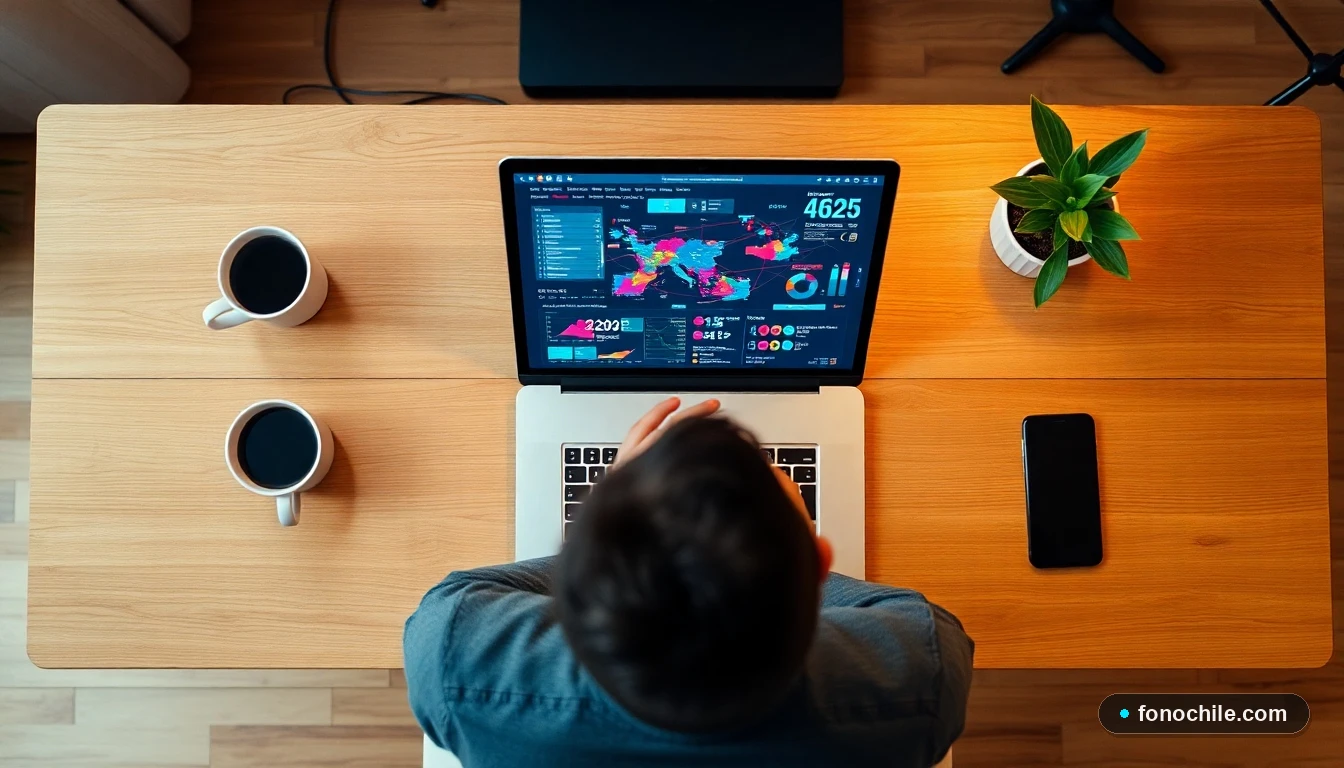 Análisis visual de datos de velocidad y cobertura de internet en un entorno doméstico moderno en Chile.