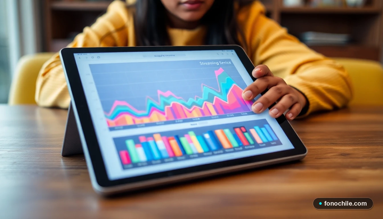 Gráficos de análisis comparativo de tendencias de consumo de plataformas de streaming en Chile.