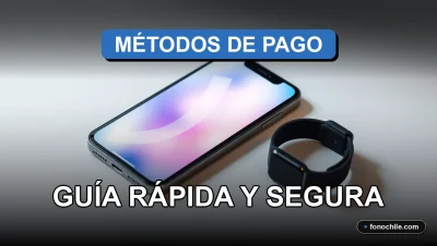 Una guía visual sobre métodos de pago modernos y seguros en Chile, mostrando tarjetas y un teléfono inteligente con pantalla abstracta.