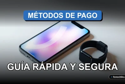 Una guía visual sobre métodos de pago modernos y seguros en Chile, mostrando tarjetas y un teléfono inteligente con pantalla abstracta.