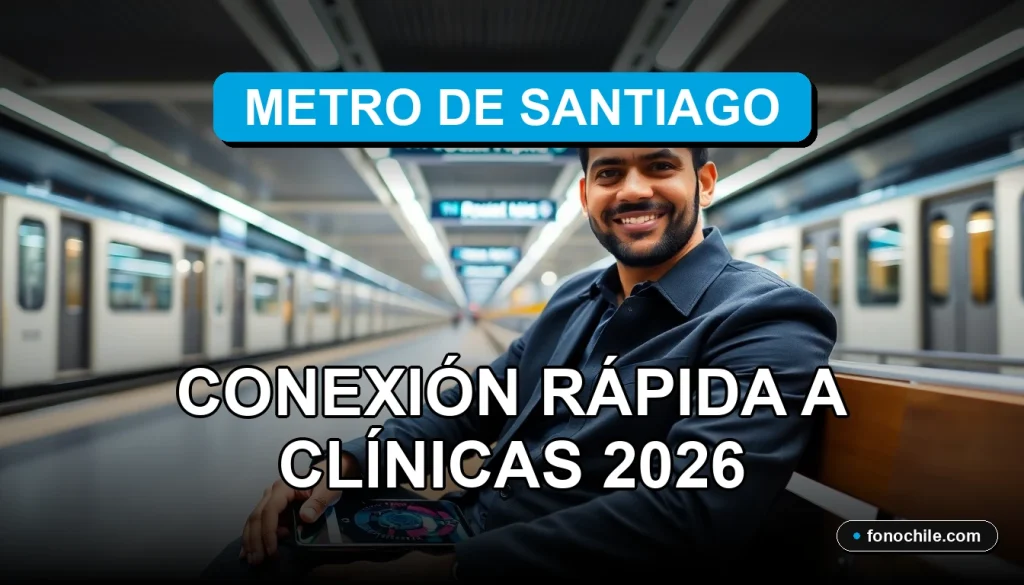 Un hombre hispano sonríe mientras mira su teléfono inteligente en una estación de metro moderna y brillante.