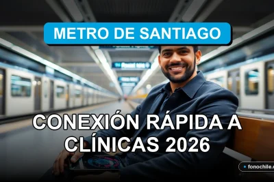 Un hombre hispano sonríe mientras mira su teléfono inteligente en una estación de metro moderna y brillante.