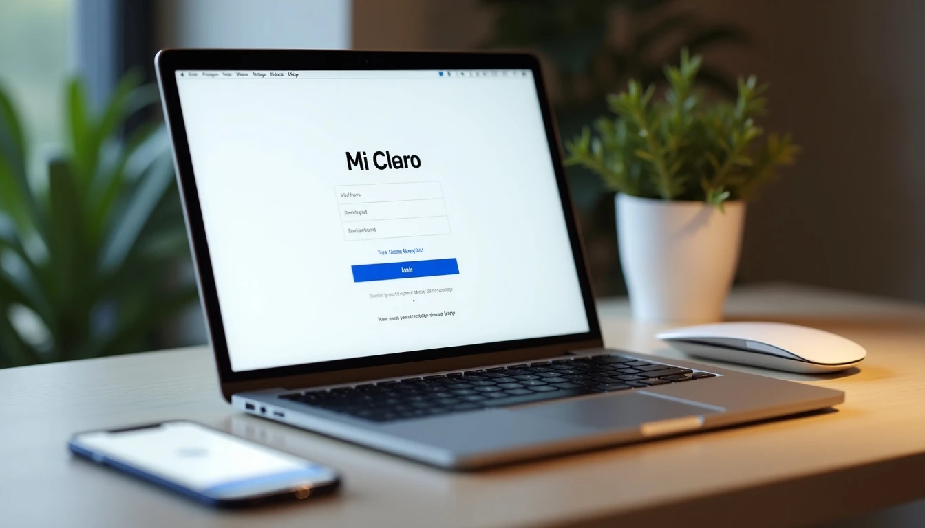 Acceso a la plataforma Mi Claro en laptop y smartphone para gestión de servicios Claro