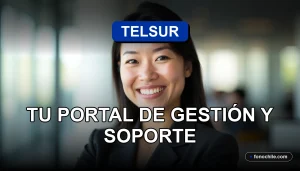 Una mujer latina sonriente y profesional en un entorno de oficina moderna, representando el servicio de soporte de Mi Telsur 2026.
