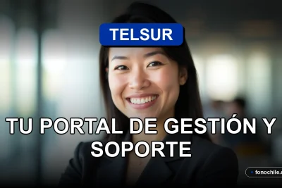 Una mujer latina sonriente y profesional en un entorno de oficina moderna, representando el servicio de soporte de Mi Telsur 2026.