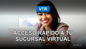 Un cliente de VTR accede a su sucursal virtual en una laptop, mostrando gráficos abstractos de colores en la pantalla.
