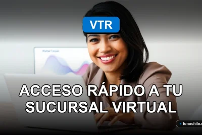 Un cliente de VTR accede a su sucursal virtual en una laptop, mostrando gráficos abstractos de colores en la pantalla.