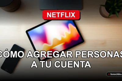 Una persona agregando un perfil familiar a su cuenta de Netflix en una tablet sobre un escritorio moderno.