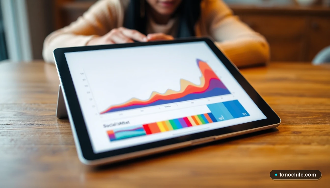 Gráfico abstracto de colores que representa datos de impacto social y comunitario en Chile.