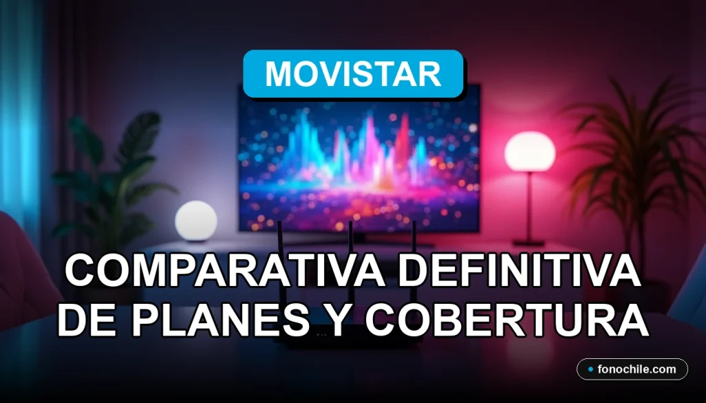 Comparativa visual de planes de internet móvil Movistar y WOM para el año 2026, mostrando cobertura de red y velocidad.