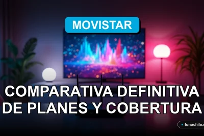 Comparativa visual de planes de internet móvil Movistar y WOM para el año 2026, mostrando cobertura de red y velocidad.