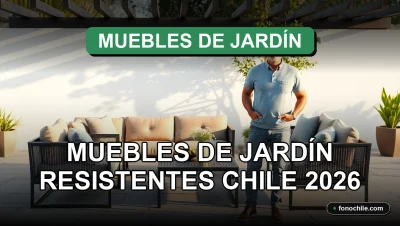 Conjunto de muebles de jardín resistentes a la intemperie en un patio moderno, Chile.