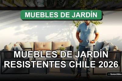 Conjunto de muebles de jardín resistentes a la intemperie en un patio moderno, Chile.