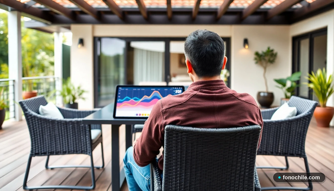 Conjunto de comedor para exterior en terraza chilena, con materiales resistentes a la intemperie.