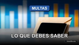 Concepto visual sobre multas por corte anticipado de contrato en Chile 2026, fondo abstracto con gráficos de barras en tonos azules.