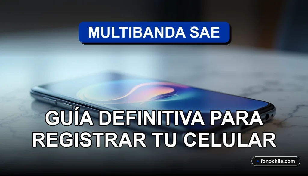 Un moderno smartphone multibanda descansa sobre una mesa de diseño, mostrando gráficos abstractos de cobertura de red en su pantalla.