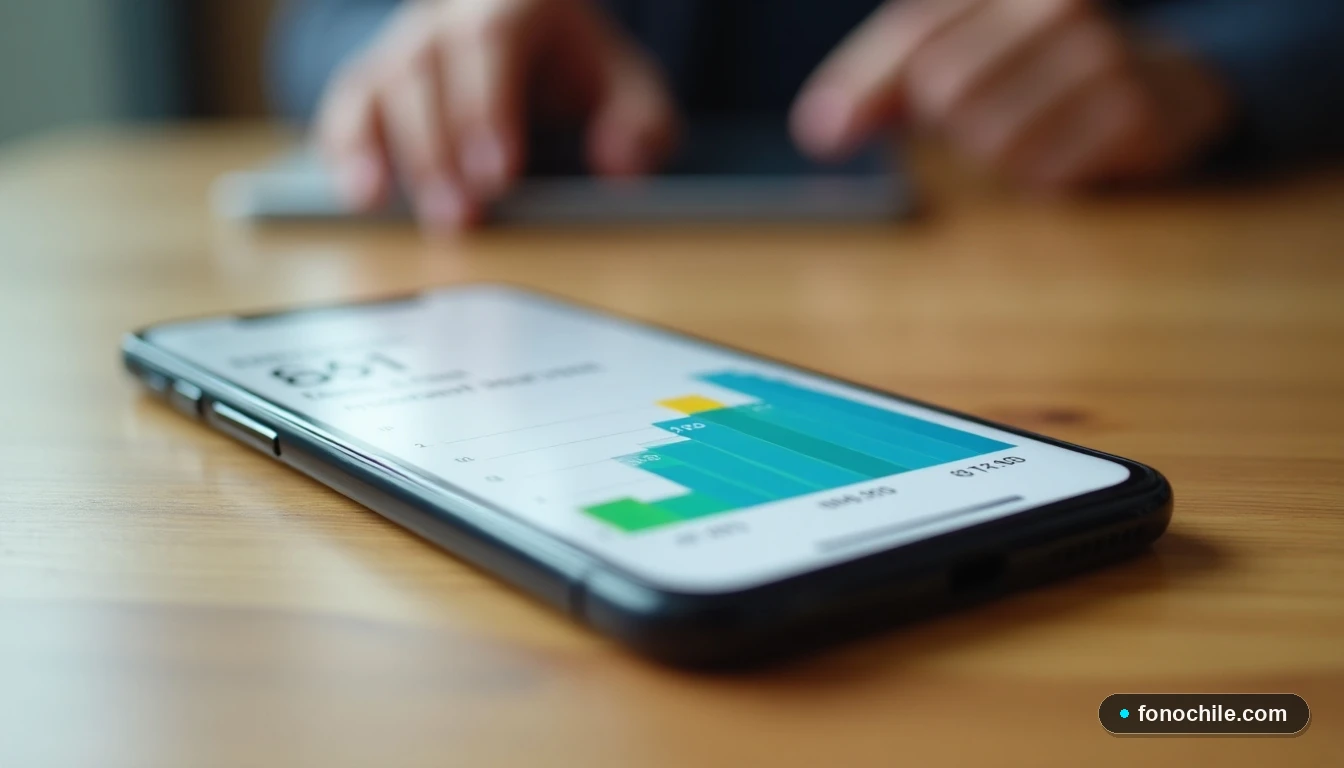 Gráfico abstracto de ahorros y uso de datos en un plan familiar de telecomunicaciones en Chile.